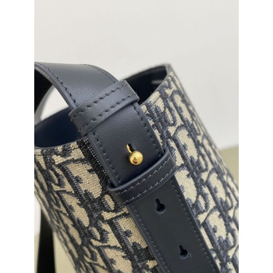 Replica di lusso Borsa a secchiello piccola Diorstar Dior jacquard obliquo blu Imitazioni Cloni Borsa a secchiello piccola Diorstar Dior jacquard obliquo blu firmate