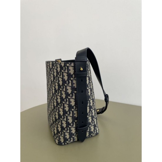 Replica di lusso Borsa a secchiello piccola Diorstar Dior jacquard obliquo blu Imitazioni Cloni Borsa a secchiello piccola Diorstar Dior jacquard obliquo blu firmate