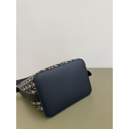 Replica di lusso Borsa a secchiello piccola Diorstar Dior jacquard obliquo blu Imitazioni Cloni Borsa a secchiello piccola Diorstar Dior jacquard obliquo blu firmate