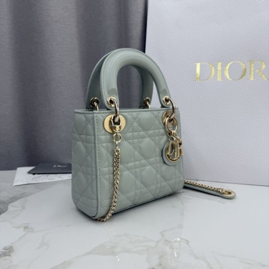 Replica di lusso Borsa Dior Lady Dior Mini Cannage Verde Imitazioni Cloni Borsa Dior Lady Dior Mini Cannage Verde firmate
