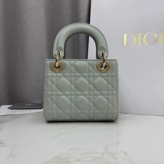 Replica di lusso Borsa Dior Lady Dior Mini Cannage Verde Imitazioni Cloni Borsa Dior Lady Dior Mini Cannage Verde firmate