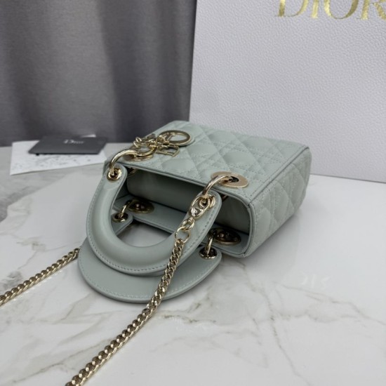 Replica di lusso Borsa Dior Lady Dior Mini Cannage Verde Imitazioni Cloni Borsa Dior Lady Dior Mini Cannage Verde firmate