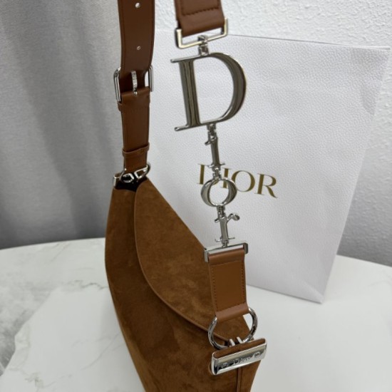 Replica di lusso Borsa a tracolla Media Dior Diorly pelle scamosciata Marrone Imitazioni Cloni Borsa a tracolla Media Dior Diorly pelle scamosciata Marrone firmate