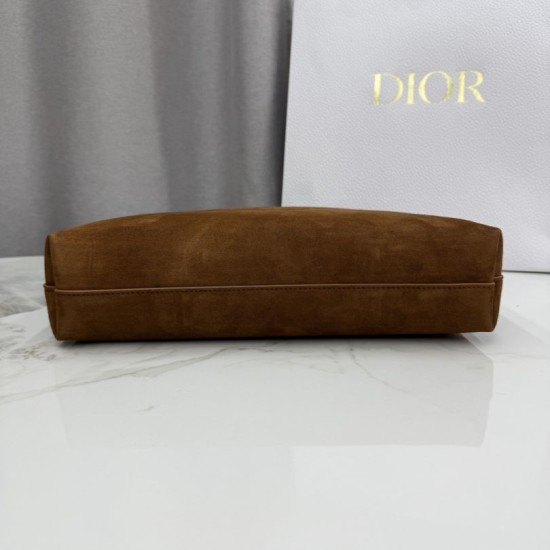 Replica di lusso Borsa a tracolla Media Dior Diorly pelle scamosciata Marrone Imitazioni Cloni Borsa a tracolla Media Dior Diorly pelle scamosciata Marrone firmate