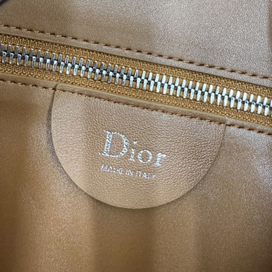 Replica di lusso Borsa a tracolla Media Dior Diorly pelle scamosciata Marrone Imitazioni Cloni Borsa a tracolla Media Dior Diorly pelle scamosciata Marrone firmate