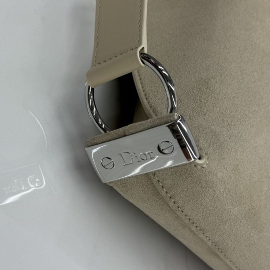 Replica di lusso Borsa a tracolla Media Dior Diorly pelle scamosciata Albicocca Imitazioni Cloni Borsa a tracolla Media Dior Diorly pelle scamosciata Albicocca firmate