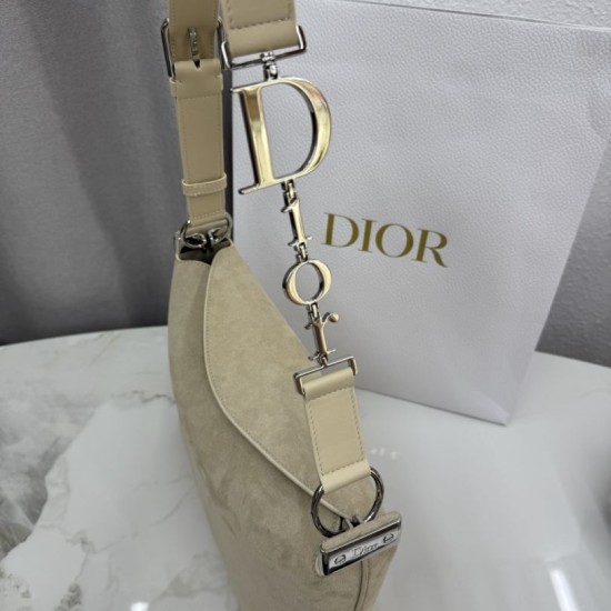 Replica di lusso Borsa a tracolla Media Dior Diorly pelle scamosciata Albicocca Imitazioni Cloni Borsa a tracolla Media Dior Diorly pelle scamosciata Albicocca firmate