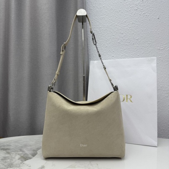 Replica di lusso Borsa a tracolla Media Dior Diorly pelle scamosciata Albicocca Imitazioni Cloni Borsa a tracolla Media Dior Diorly pelle scamosciata Albicocca firmate