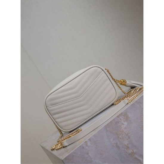 Replica di lusso Borse Firmate a tracolla Trapuntato Lou Mini YSL Saint Laurent Bianco Imitazioni Cloni Borse Firmate Replica a tracolla Trapuntato Lou Mini YSL Saint Laurent Bianco firmate