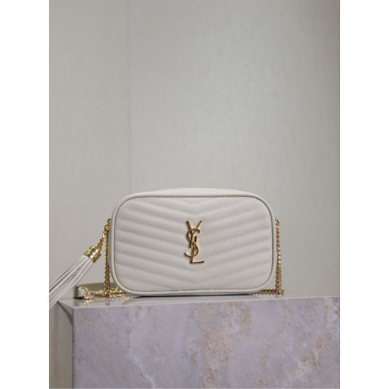 Replica di lusso Borse Firmate a tracolla Trapuntato Lou Mini YSL Saint Laurent Bianco Imitazioni Cloni Borse Firmate Replica a tracolla Trapuntato Lou Mini YSL Saint Laurent Bianco firmate