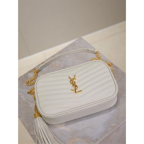 Replica di lusso Borse Firmate a tracolla Trapuntato Lou Mini YSL Saint Laurent Bianco Imitazioni Cloni Borse Firmate Replica a tracolla Trapuntato Lou Mini YSL Saint Laurent Bianco firmate