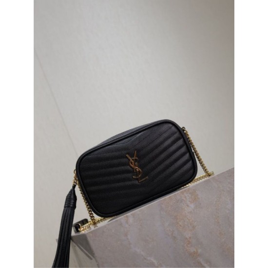 Replica di lusso Borsa a tracolla Trapuntato Lou Mini YSL Saint Laurent Nero Imitazioni Cloni Borsa a tracolla Trapuntato Lou Mini YSL Saint Laurent Nero firmate