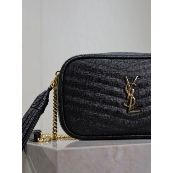 Replica di lusso Borsa a tracolla Trapuntato Lou Mini YSL Saint Laurent Nero Imitazioni Cloni Borsa a tracolla Trapuntato Lou Mini YSL Saint Laurent Nero firmate