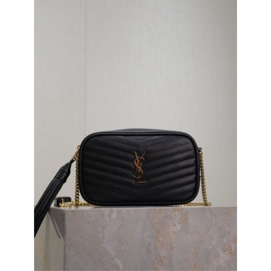 Replica di lusso Borsa a tracolla Trapuntato Lou Mini YSL Saint Laurent Nero Imitazioni Cloni Borsa a tracolla Trapuntato Lou Mini YSL Saint Laurent Nero firmate