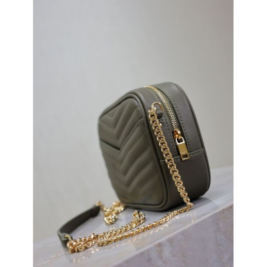 Replica di lusso Borsa a tracolla Trapuntato Lou Mini YSL Saint Laurent Verde Imitazioni Cloni Borsa a tracolla Trapuntato Lou Mini YSL Saint Laurent Verde firmate