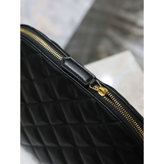 Replica di lusso Pochette grande YSL Saint Laurent Cassandre trapuntata e ricamata Nera Imitazioni Cloni Pochette grande YSL Saint Laurent Cassandre trapuntata e ricamata Nera firmate
