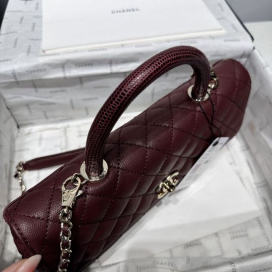 Replica di lusso Borse Chanel 26P piccola con manico Coco AS6091 Borgogna Imitazioni Cloni Borse Chanel 26P piccola con manico Coco AS6091 Borgogna firmate