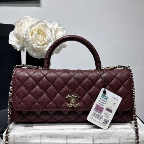 Replica di lusso Borse Chanel 26P piccola con manico Coco AS6091 Borgogna Imitazioni Cloni Borse Chanel 26P piccola con manico Coco AS6091 Borgogna firmate