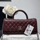 Replica di lusso Borse Chanel 26P piccola con manico Coco AS6091 Borgogna Imitazioni Cloni Borse Chanel 26P piccola con manico Coco AS6091 Borgogna firmate