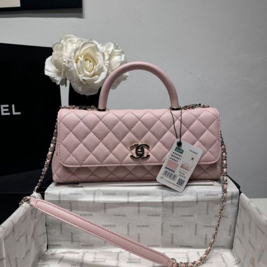 Replica di lusso Borse Chanel 26P piccola con manico Coco AS6091 Rosa Imitazioni Cloni Borse Chanel 26P piccola con manico Coco AS6091 Rosa firmate
