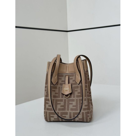 Replica di lusso Mini borsa tote Fendi Origami tessuto jacquard Albicocca Imitazioni Cloni Mini borsa tote Fendi Origami tessuto jacquard Albicocca firmate