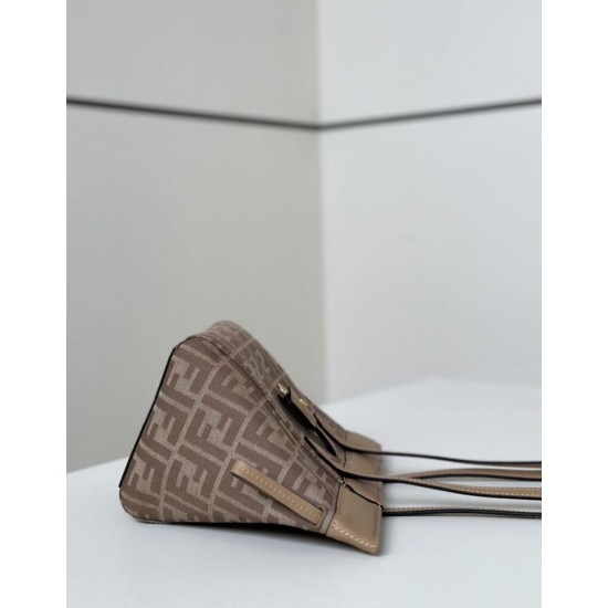 Replica di lusso Mini borsa tote Fendi Origami tessuto jacquard Albicocca Imitazioni Cloni Mini borsa tote Fendi Origami tessuto jacquard Albicocca firmate