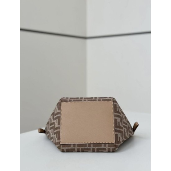 Replica di lusso Mini borsa tote Fendi Origami tessuto jacquard Albicocca Imitazioni Cloni Mini borsa tote Fendi Origami tessuto jacquard Albicocca firmate