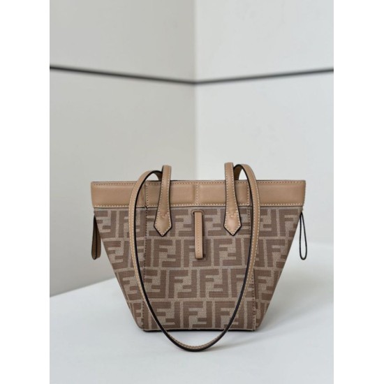 Replica di lusso Mini borsa tote Fendi Origami tessuto jacquard Albicocca Imitazioni Cloni Mini borsa tote Fendi Origami tessuto jacquard Albicocca firmate