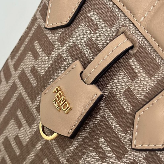 Replica di lusso Mini borsa tote Fendi Origami tessuto jacquard Albicocca Imitazioni Cloni Mini borsa tote Fendi Origami tessuto jacquard Albicocca firmate