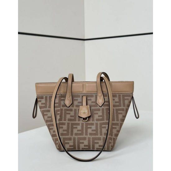 Replica di lusso Mini borsa tote Fendi Origami tessuto jacquard Albicocca Imitazioni Cloni Mini borsa tote Fendi Origami tessuto jacquard Albicocca firmate