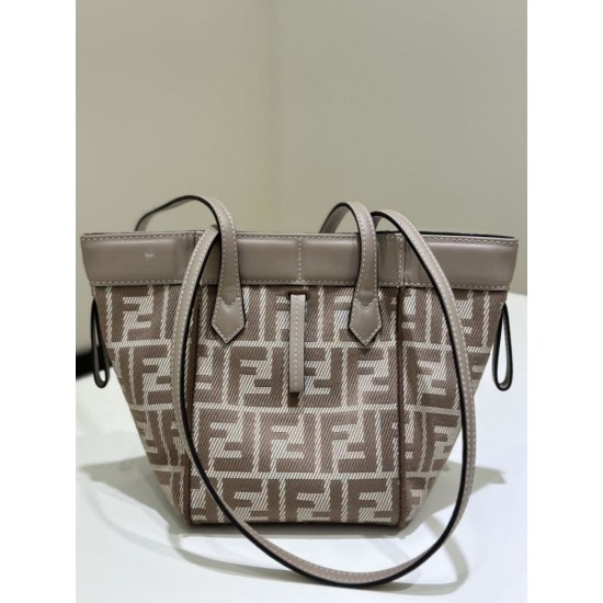 Replica di lusso Mini borsa tote Fendi Origami tessuto jacquard Marrone Imitazioni Cloni Mini borsa tote Fendi Origami tessuto jacquard Marrone firmate