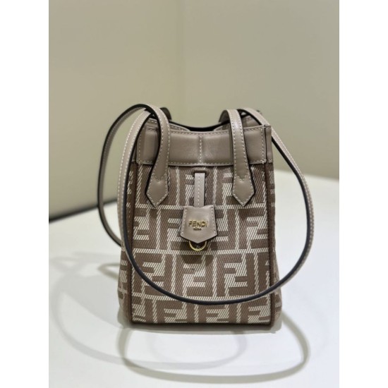 Replica di lusso Mini borsa tote Fendi Origami tessuto jacquard Marrone Imitazioni Cloni Mini borsa tote Fendi Origami tessuto jacquard Marrone firmate