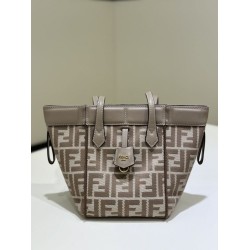 Mini borsa tote Fendi Origami tessuto jacquard Marrone