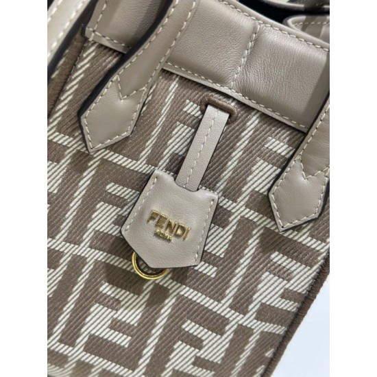 Replica di lusso Mini borsa tote Fendi Origami tessuto jacquard Marrone Imitazioni Cloni Mini borsa tote Fendi Origami tessuto jacquard Marrone firmate