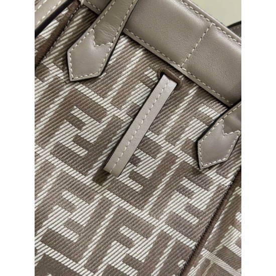 Replica di lusso Mini borsa tote Fendi Origami tessuto jacquard Marrone Imitazioni Cloni Mini borsa tote Fendi Origami tessuto jacquard Marrone firmate