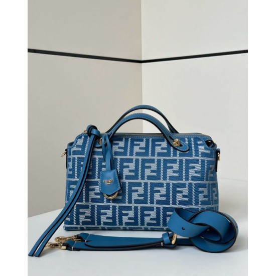 Replica di lusso Borsa a mano media Fendi By The Way morbida blu Imitazioni Cloni Borsa a mano media Fendi By The Way morbida blu firmate