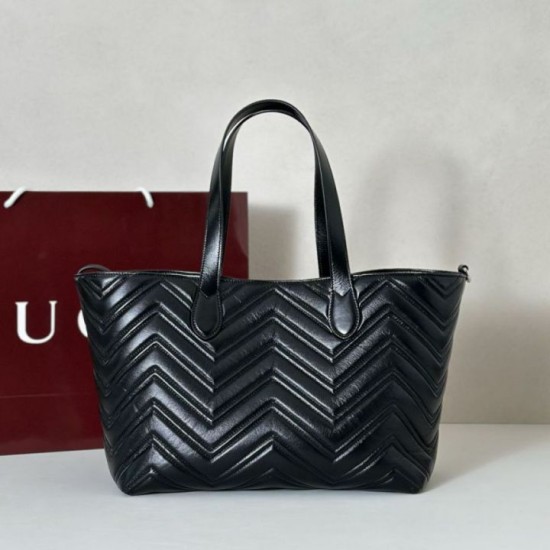 Replica di lusso Borsa tote media Gucci 855279 GG Marmont Nero Imitazioni Cloni Borsa tote media Gucci 855279 GG Marmont Nero firmate