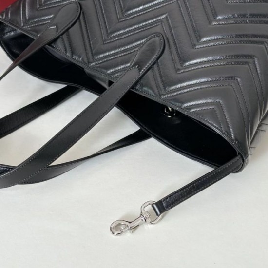 Replica di lusso Borsa tote media Gucci 855279 GG Marmont Nero Imitazioni Cloni Borsa tote media Gucci 855279 GG Marmont Nero firmate