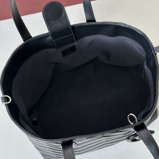 Replica di lusso Borsa tote media Gucci 855279 GG Marmont Nero Imitazioni Cloni Borsa tote media Gucci 855279 GG Marmont Nero firmate