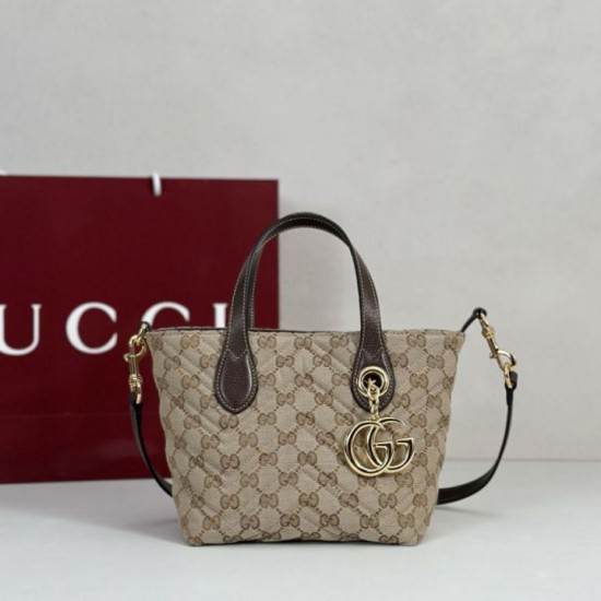 Replica di lusso Borsa tote piccola Gucci GG Marmont 855391 Marrone Imitazioni Cloni Borsa tote piccola Gucci GG Marmont 855391 Marrone firmate