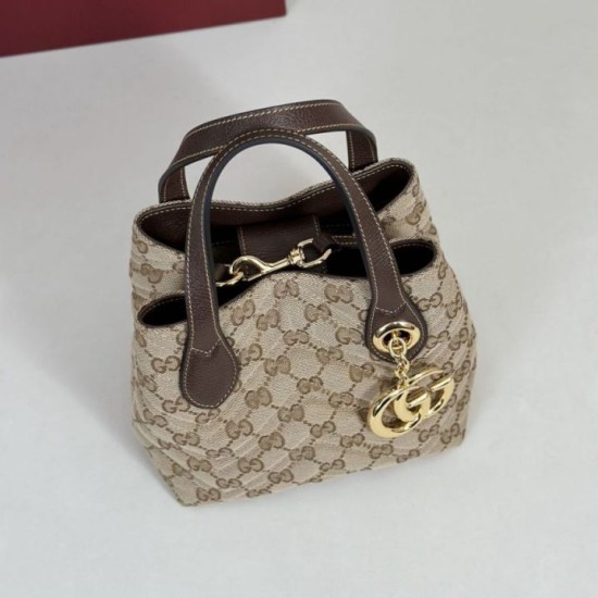 Replica di lusso Borsa tote piccola Gucci GG Marmont 855391 Marrone Imitazioni Cloni Borsa tote piccola Gucci GG Marmont 855391 Marrone firmate