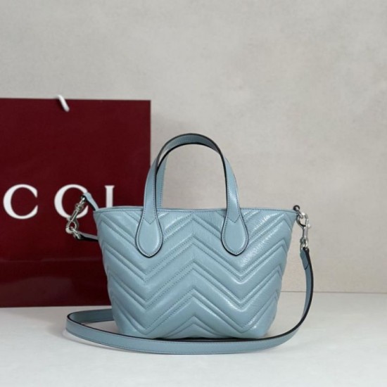 Replica di lusso Borsa tote piccola Gucci GG Marmont 855391 Blu Imitazioni Cloni Borsa tote piccola Gucci GG Marmont 855391 Blu firmate