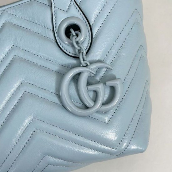 Replica di lusso Borsa tote piccola Gucci GG Marmont 855391 Blu Imitazioni Cloni Borsa tote piccola Gucci GG Marmont 855391 Blu firmate