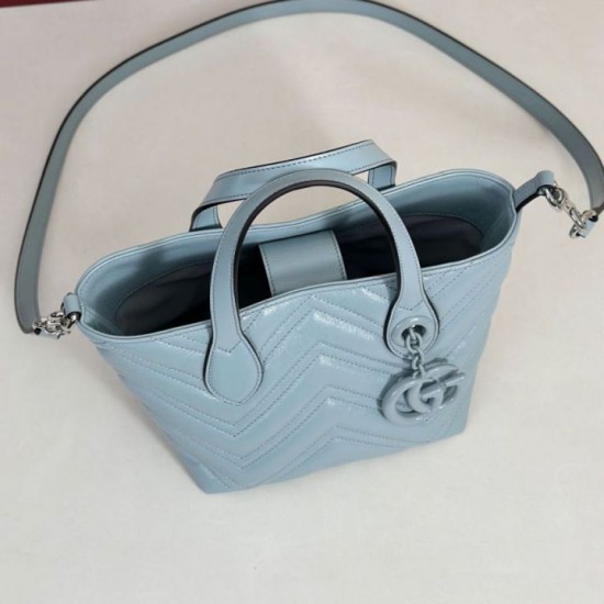Replica di lusso Borsa tote piccola Gucci GG Marmont 855391 Blu Imitazioni Cloni Borsa tote piccola Gucci GG Marmont 855391 Blu firmate