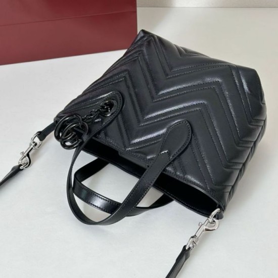 Replica di lusso Borsa tote piccola Gucci GG Marmont 855391 Nero Imitazioni Cloni Borsa tote piccola Gucci GG Marmont 855391 Nero firmate