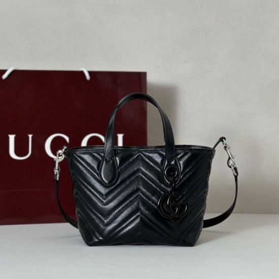 Replica di lusso Borsa tote piccola Gucci GG Marmont 855391 Nero Imitazioni Cloni Borsa tote piccola Gucci GG Marmont 855391 Nero firmate