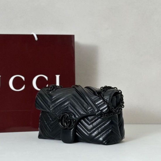 Replica di lusso Borse Firmate a tracolla piccola Gucci GG Marmont 855391 Nero Imitazioni Cloni Borse Firmate Replica a tracolla piccola Gucci GG Marmont 855391 Nero firmate