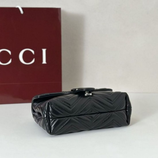 Replica di lusso Borse Firmate a tracolla piccola Gucci GG Marmont 855391 Nero Imitazioni Cloni Borse Firmate Replica a tracolla piccola Gucci GG Marmont 855391 Nero firmate