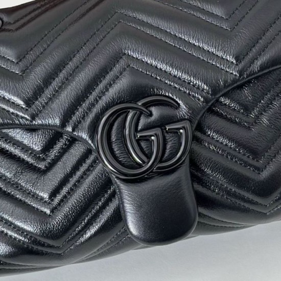 Replica di lusso Borse Firmate a tracolla piccola Gucci GG Marmont 855391 Nero Imitazioni Cloni Borse Firmate Replica a tracolla piccola Gucci GG Marmont 855391 Nero firmate