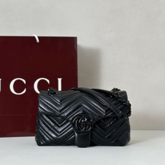 Replica di lusso Borse Firmate a tracolla piccola Gucci GG Marmont 855391 Nero Imitazioni Cloni Borse Firmate Replica a tracolla piccola Gucci GG Marmont 855391 Nero firmate